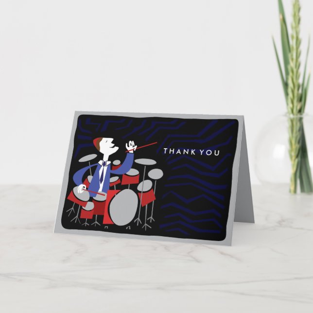 Carte de remerciement Bat mitzvah DRUMMER Bar (Devant)