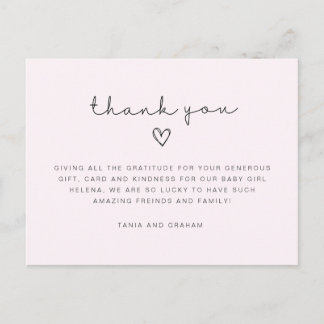 Carte de remerciement bébé, carte postale de remer
