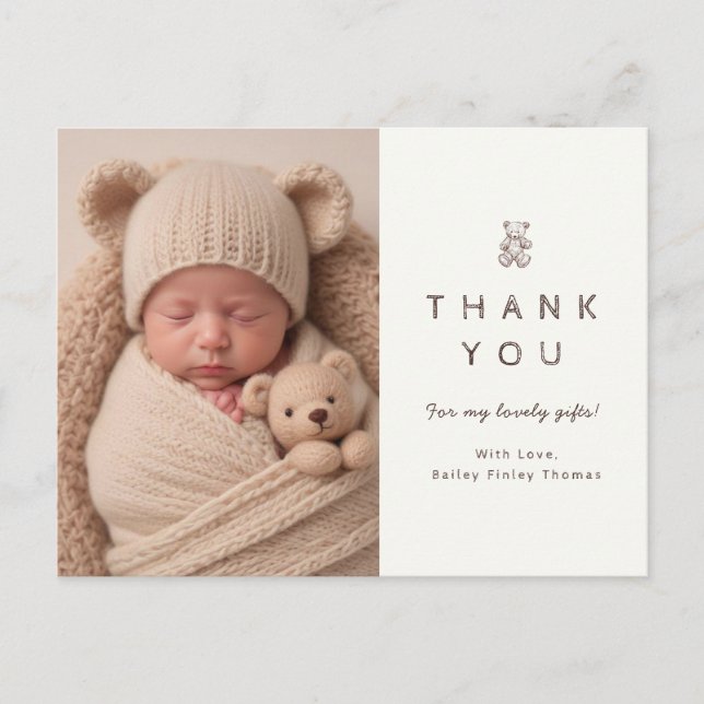 Carte de remerciement bébé mignon pour cadeaux (Devant)