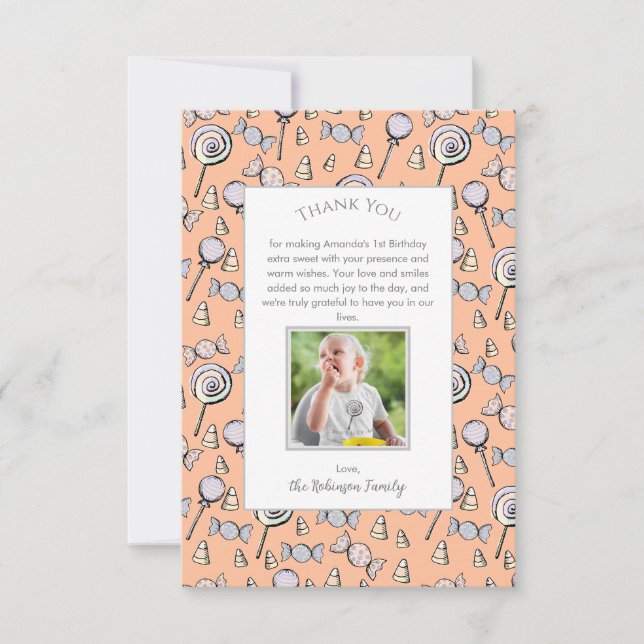 Carte de Remerciement Bébé Orange Douce Petite Cho (Devant)