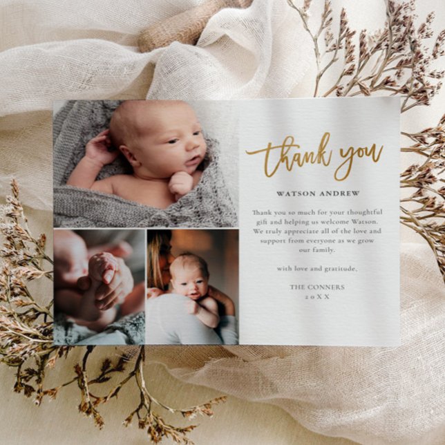 Carte de remerciement bébé photo Budget Script 3 (Créateur téléchargé)