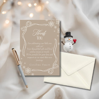 Carte de remerciement bébé Taupe Winter Coquette
