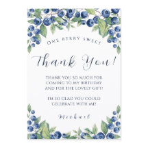 Carte de remerciement Berry Sweet Blueberry 1er An