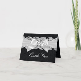 Carte de remerciement Black & White Damask & Pearl