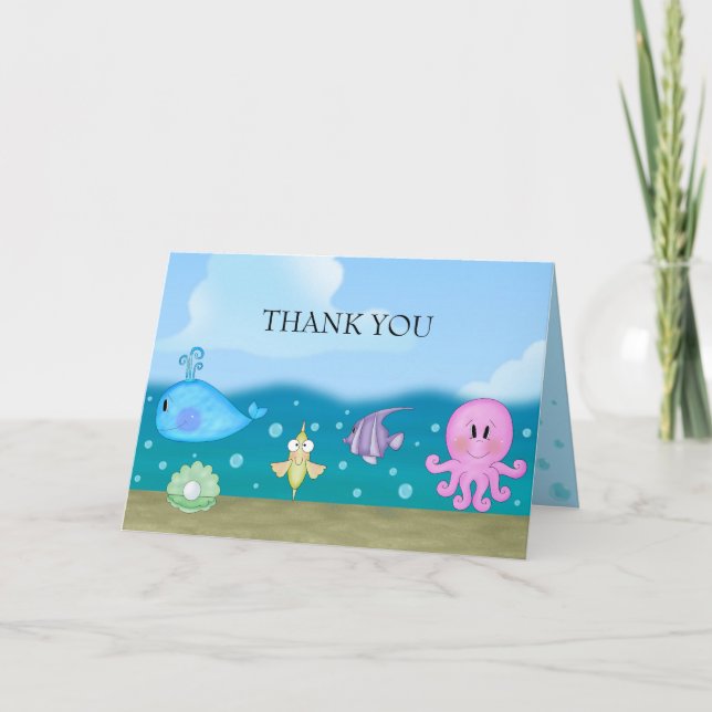Carte de remerciement Bleu sous la mer (Devant)