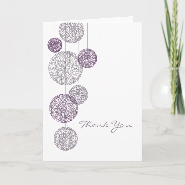 Carte de remerciement Boules de ficelle violette (Devant)