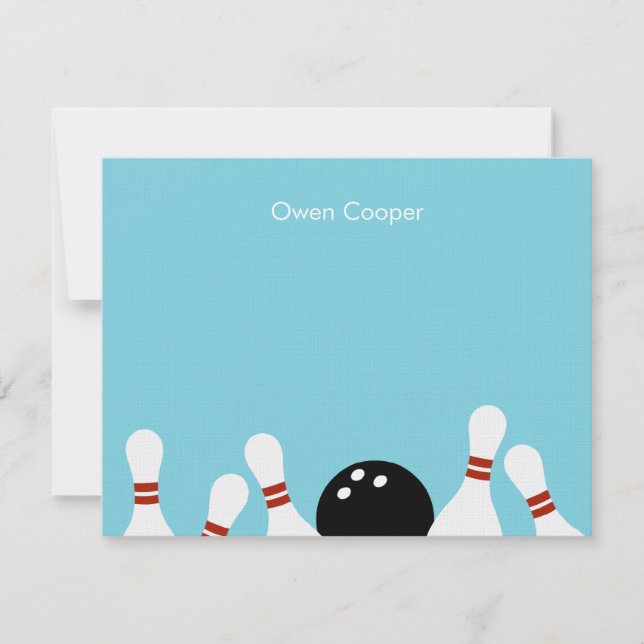 Carte de remerciement Bowling Fun (Turquoise) (Devant)