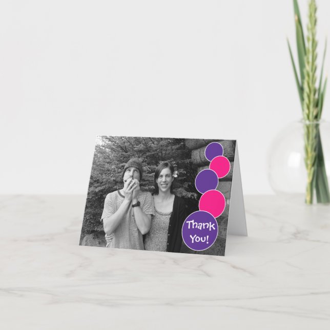 Carte de remerciement Bulles (Rose magenta / viole (Devant)