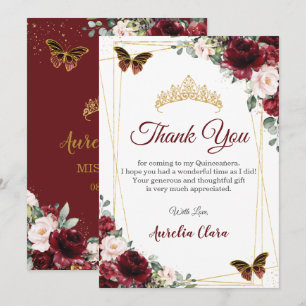 Carte de remerciement Burgundy Blush Floral Papill