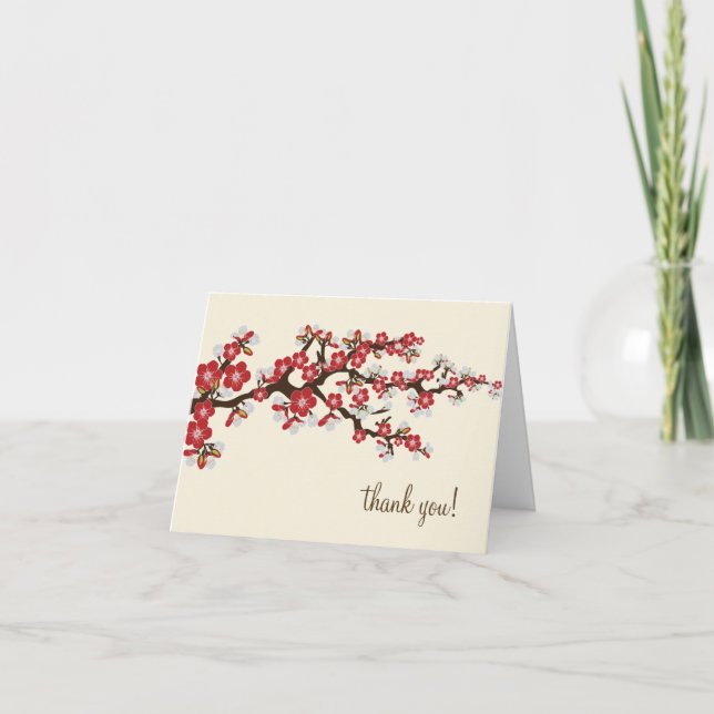 Carte de remerciement Cerisier en Fleur avec Photo (Devant)