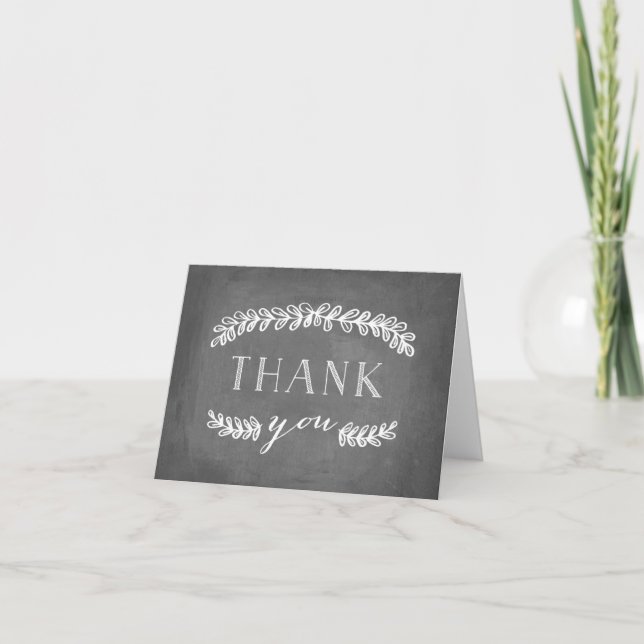 Carte de remerciement Chalkboard Laurel White (Devant)