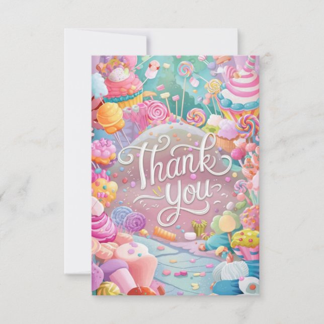 Carte de remerciement Children Greeting Candyland  (Devant)