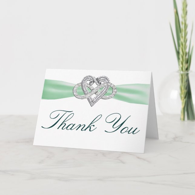 Carte de remerciement Cœur d'infini vert (Devant)