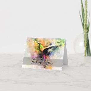 Carte de remerciement colibri à l'aquarelle