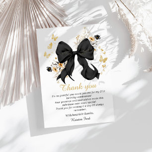 Carte de remerciement d'anniversaire à ruban noir