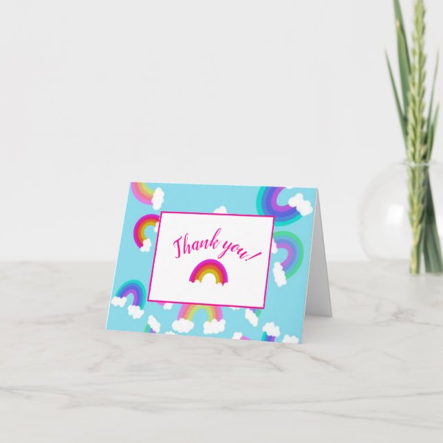 Carte de remerciement d'anniversaire arc-en-ciel (Devant)