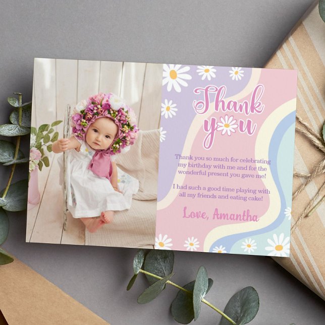 Carte de remerciement d'anniversaire avec photo Gr (Créateur téléchargé)