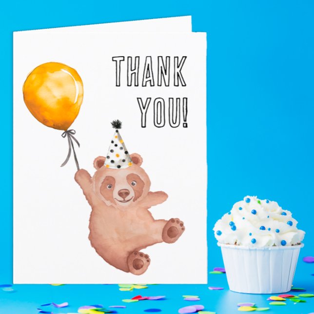 Carte de remerciement d'anniversaire Bear-y Cute – (Bear-y Cute Thank You Card)