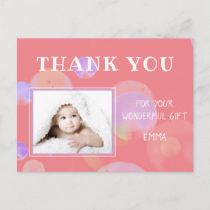 Carte de remerciement d'anniversaire Bulles Roses 