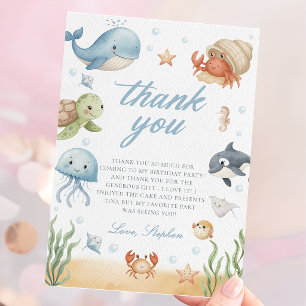 Carte de remerciement d'anniversaire d'animaux de
