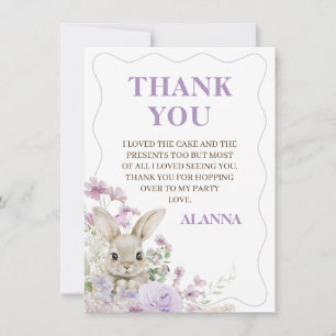 Carte de remerciement d'anniversaire de lapin aux 