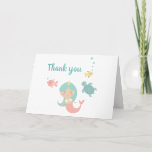 Carte de remerciement d'anniversaire de sirène