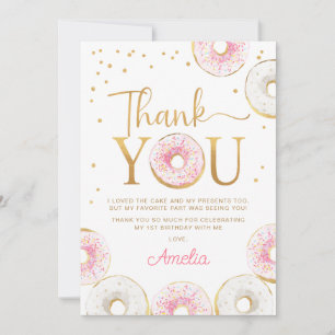 Carte de remerciement d'anniversaire Donuts Or Ros