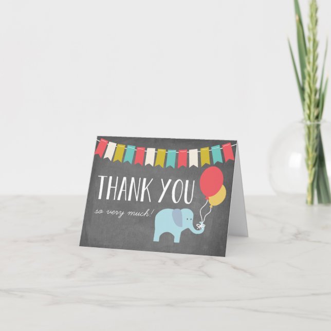 Carte de remerciement d'anniversaire | Éléphant (Devant)
