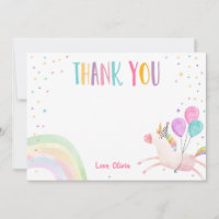 Carte de remerciement d'anniversaire licorne Rose 