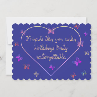 Carte de remerciement d'anniversaire Papillons Cœu