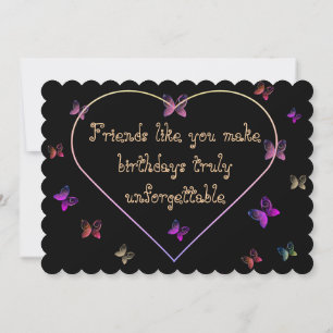 Carte de remerciement d'anniversaire Papillons Cœu