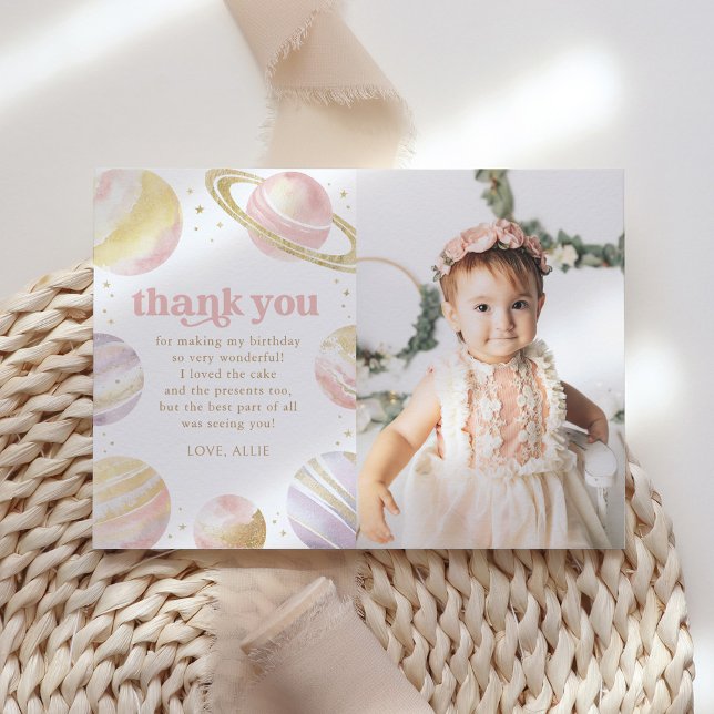 Carte de remerciement d'anniversaire Pink Gold Out (Créateur téléchargé)