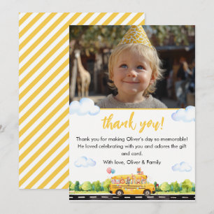 Carte de remerciement d'anniversaire pour bus scol