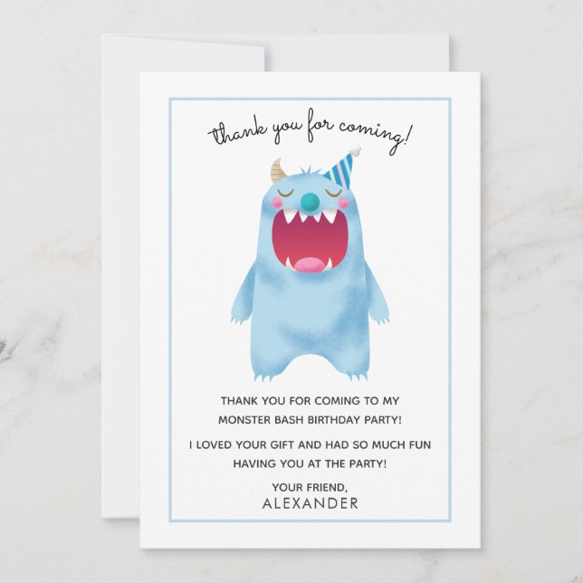 Carte de remerciement d'anniversaire pour enfants  (Devant)