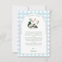 Carte de remerciement d'anniversaire pour le canar
