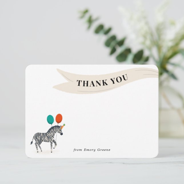 Carte de remerciement d'anniversaire Zèbre (Debout devant)