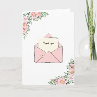 Carte de remerciement dans une enveloppe avec moti