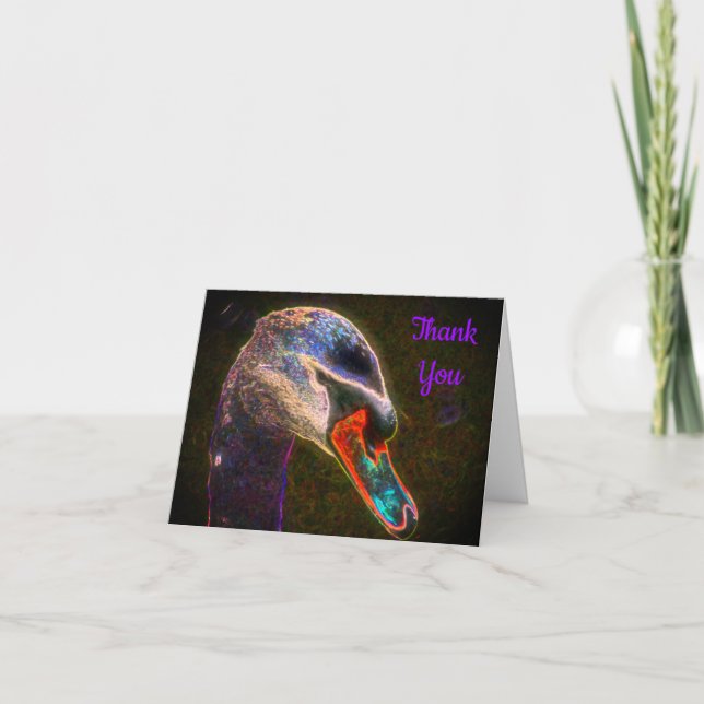 Carte de remerciement d'art de la nature Cygne maj (Devant)