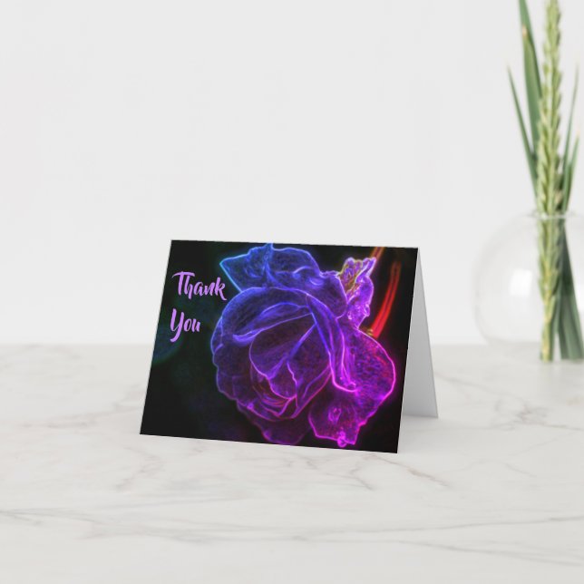 Carte de remerciement d'art floral Rose Pourpre (Devant)