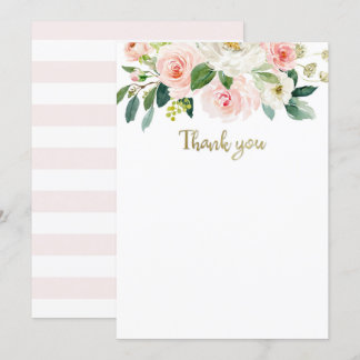 Carte de remerciement de baby shower aquarelle ros