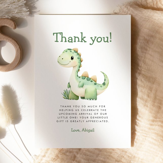 Carte de remerciement de Baby Shower Cute Green Di (Créateur téléchargé)