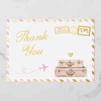 Carte de remerciement de Baby Shower Fille Voyage