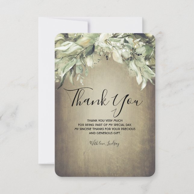 Carte de remerciement de Baby Shower - Verdure (Devant)