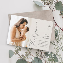 Carte de remerciement de baptême photo avec écritu