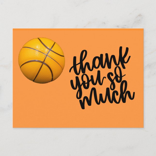 Carte de remerciement de basketball avec basketbal (Devant)
