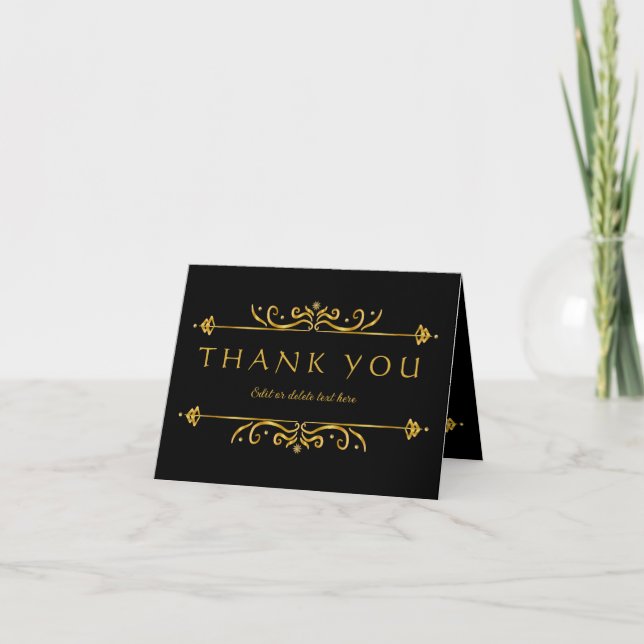 Carte de remerciement de bienvenue Black & Gold (Devant)