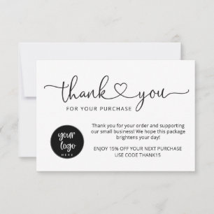Carte de remerciement de Black White Business mode