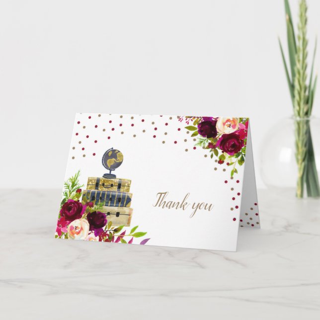 Carte de remerciement de boda de voyage, bordeaux (Devant)