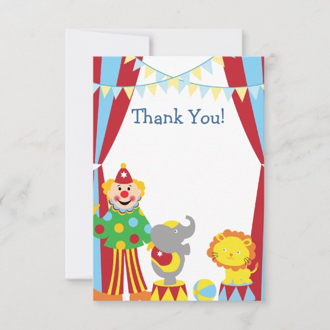 Carte de remerciement de cirque pour enfant person (Devant)