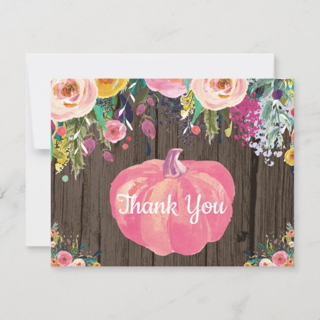 Carte de remerciement de citrouille de Floral auto (Devant)